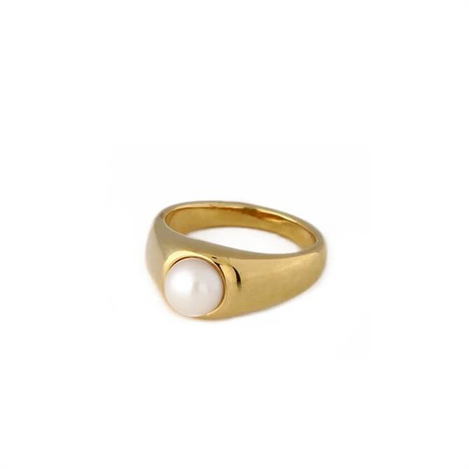 Orelia London Jewellery Pearl Statement Gold Ring M/L